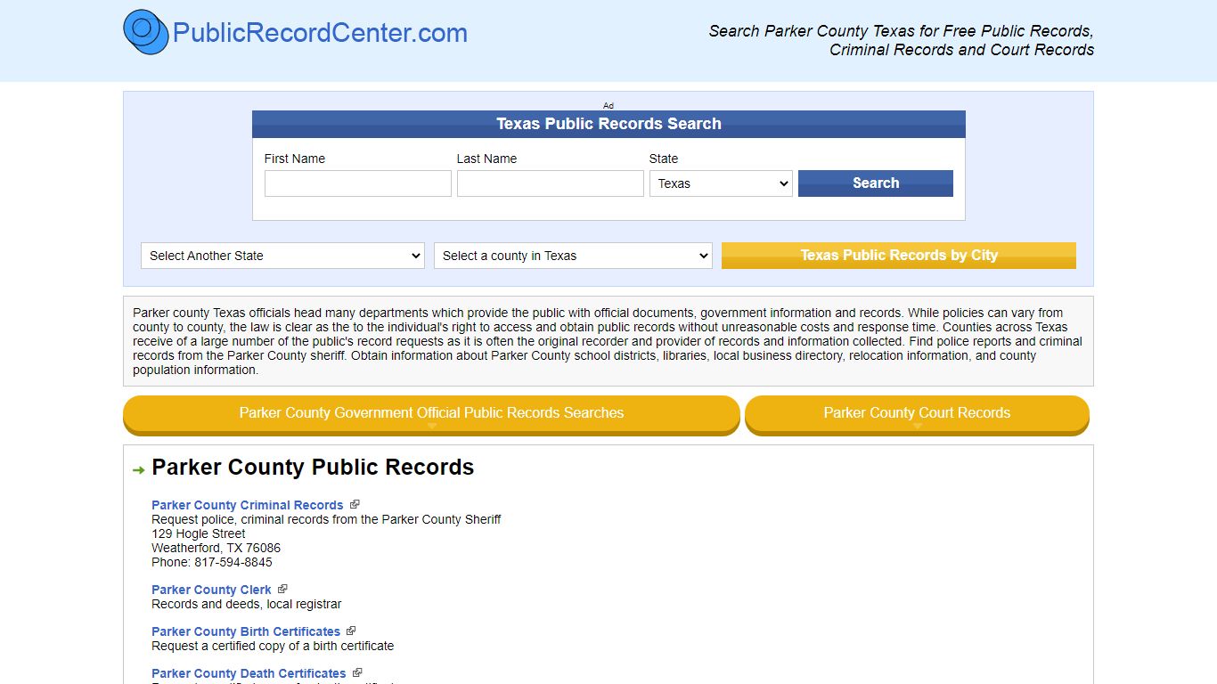 Parker County Texas Free Public Records - Court Records ...